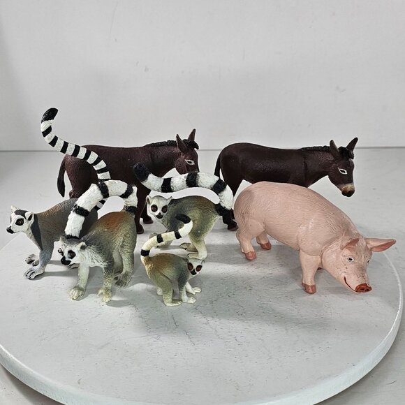 Realistic Animal Figures Donkey Lemur Family Pig Boar Safari Ltd K&Mint - Picture 1 of 14